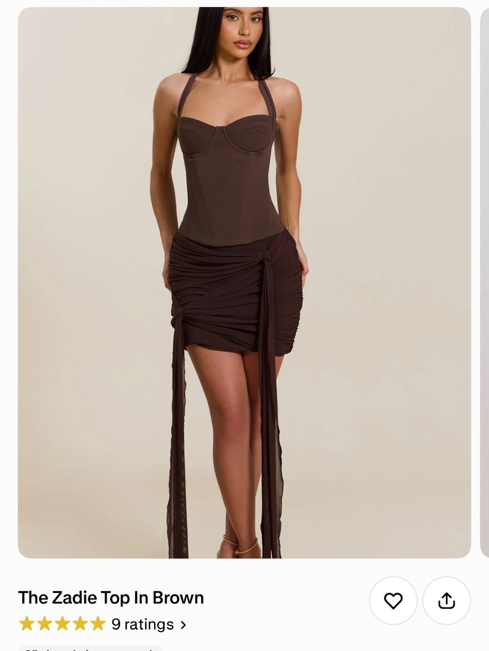 Mars The Label Chocolate Brown Corset & Mini Skirt Set